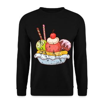 Retro vintage grunge style ice cream cup - Unisex Sweatshirt - black - Front - Alina (178cm) & Michal (187cm)