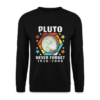 Pluto Never Forget Astronaut Planeten Space - Unisex Pullover - Schwarz - Vorne - Alina (178cm) & Michal (187cm)