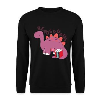 Readosaurus | Amoureux des livres de lecture de dinosaures - Sweat-shirt Unisexe - noir - Devant - Alina (178cm) & Michal (187cm)