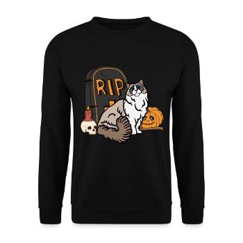Süße Ragdoll Halloween Katze - Unisex Pullover - Schwarz - Vorne - Alina (178cm) & Michal (187cm)