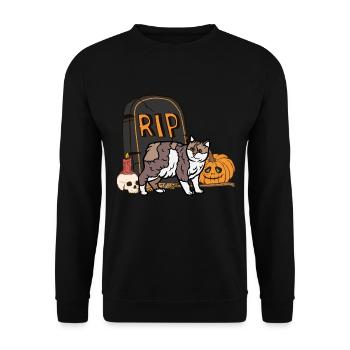 Mignon Chat d’Halloween Manx - Sweat-shirt Unisexe - noir - Devant - Alina (178cm) & Michal (187cm)