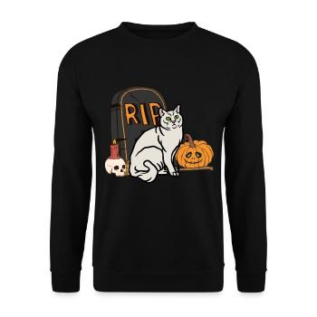 Mignon Chat d’Halloween Burmilla - Sweat-shirt Unisexe - noir - Devant - Alina (178cm) & Michal (187cm)