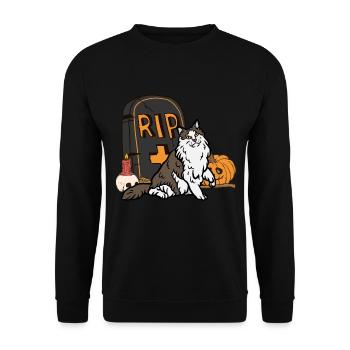 Süße Norwegische Waldkatze Halloween Katze - Unisex Pullover - Schwarz - Vorne - Alina (178cm) & Michal (187cm)