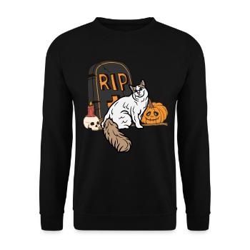 Cute Turkish Van Halloween Cat - Unisex Sweatshirt - black - Front - Alina (178cm) & Michal (187cm)