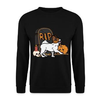 Süßer Papillon Halloween Kostüm Hund - Unisex Pullover - Schwarz - Vorne - Alina (178cm) & Michal (187cm)