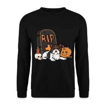 Cute Biewer Terrier Halloween Kawaii - Unisex Sweatshirt - black - Front - Alina (178cm) & Michal (187cm)