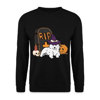 Cute Samoyed Halloween Dog - Unisex Sweatshirt - black - Front - Alina (178cm) & Michal (187cm)