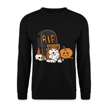 Mignon Akita Halloween Costume Chien - Sweat-shirt Unisexe - noir - Devant - Alina (178cm) & Michal (187cm)