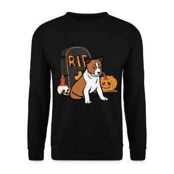 Basenji Halloween Kostüm Hund - Unisex Pullover - Schwarz - Vorne - Alina (178cm) & Michal (187cm)