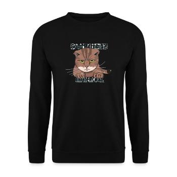 Good Morning Cat - Grumpy - Unisex Sweatshirt - black - Front - Alina (178cm) & Michal (187cm)