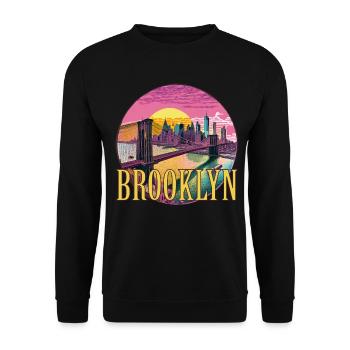 Brooklyn, Brücke, Bridge, Manhattan, Skyline, New York - Sweat-shirt Unisexe - noir - Devant - Alina (178cm) & Michal (187cm)