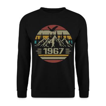 Born in 1967 Original Retro 1967 Birthday Gift - Unisex Sweatshirt - black - Front - Alina (178cm) & Michal (187cm)