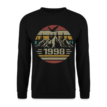 Born in 1998 Original Retro 1998 Birthday Gift - Unisex Sweatshirt - black - Front - Alina (178cm) & Michal (187cm)