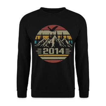 Geboren im Jahr 2014 Original Retro 2014 Geburtstagsgeschenk - Unisex Pullover - Schwarz - Vorne - Alina (178cm) & Michal (187cm)