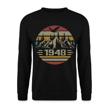 Geboren 1948 Original Retro 1948 Geburtstagsgeschenk - Unisex Pullover - Schwarz - Vorne - Alina (178cm) & Michal (187cm)