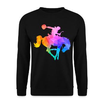 Westernreiter Rodeo Yippie - Unisex Pullover - Schwarz - Vorne - Alina (178cm) & Michal (187cm)