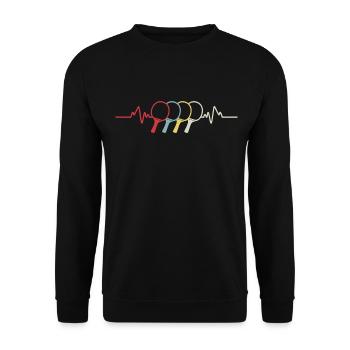 Tischtennis Herzschlag T-Shirt für Tischtennis - Unisex Pullover - Schwarz - Vorne - Alina (178cm) & Michal (187cm)