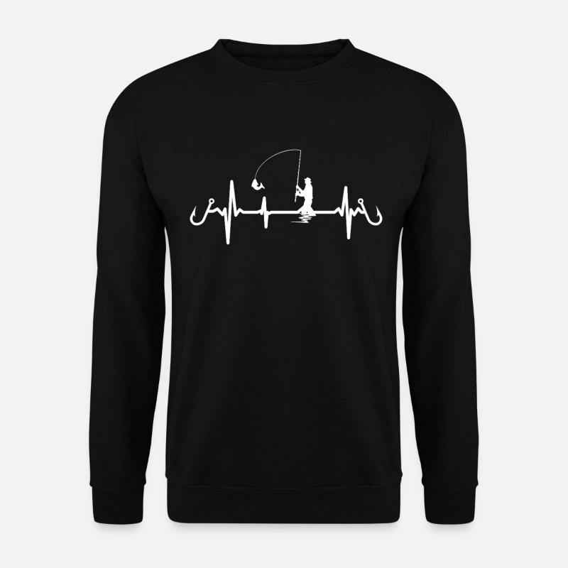 Angler Fischer Herzschlag Angeln - Unisex Pullover - Schwarz