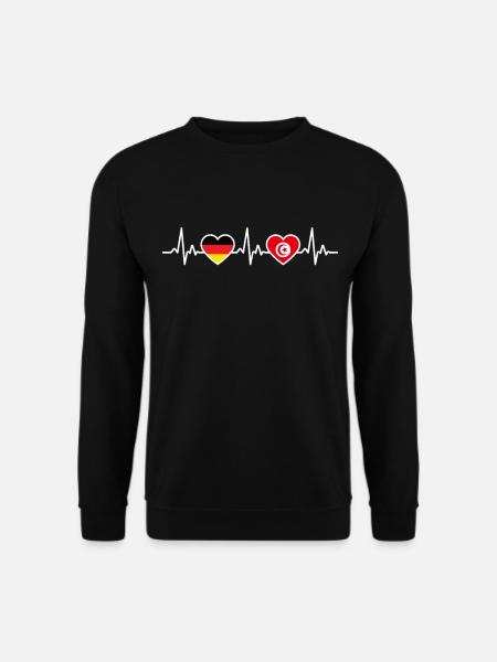 Tunesien Deutschland Herzschlag Flagge Tunesier - Unisex Pullover - Schwarz