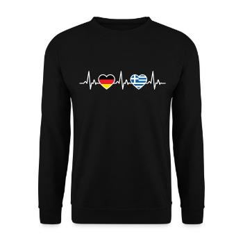 Grèce Allemagne Battement de cœur Drapeau Grec - Sweat-shirt Unisexe - noir - Devant - Alina (178cm) & Michal (187cm)