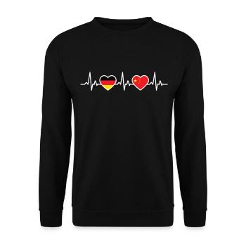 China Germany Heartbeat Flag Chinese - Unisex Sweatshirt - black - Front - Alina (178cm) & Michal (187cm)