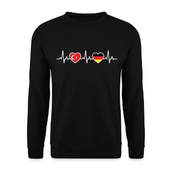 Turquie Allemagne Battement de cœur Turc Allemand - Sweat-shirt Unisexe - noir - Devant - Alina (178cm) & Michal (187cm)