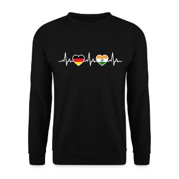 Inde Allemagne Battement de cœur Drapeau Indien - Sweat-shirt Unisexe - noir - Devant - Alina (178cm) & Michal (187cm)