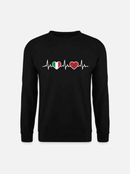Marokko Italien Vintage Heartbeat Flagge - Unisex Pullover - Schwarz