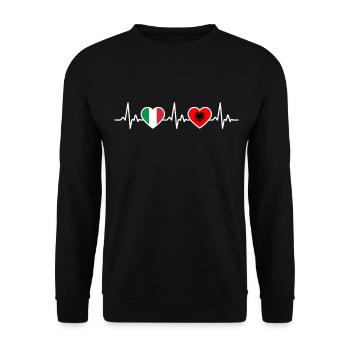 Albania Italy Albanian Heartbeat Flag - Unisex Sweatshirt - black - Front - Alina (178cm) & Michal (187cm)