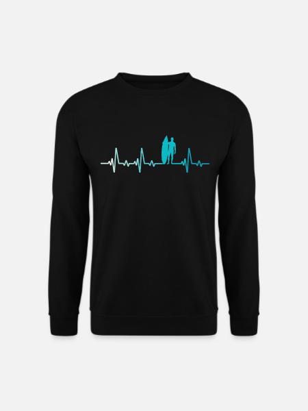 Retro Surf Herzschlag Surfen Surfer - Unisex Pullover - Schwarz