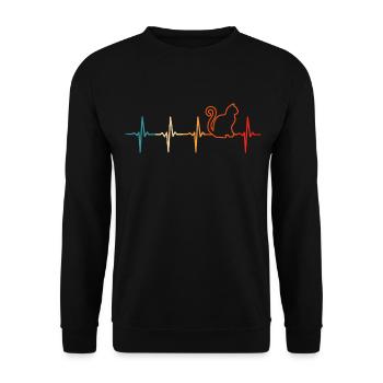 katze retro herzschlag katzen kater - Unisex Pullover - Schwarz - Vorne - Alina (178cm) & Michal (187cm)