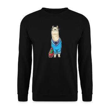 Alpaca Secretary Folder Office - Unisex Sweatshirt - black - Front - Alina (178cm) & Michal (187cm)