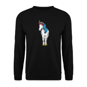 Einhorn Haarschleife - Unisex Pullover - Schwarz - Vorne - Alina (178cm) & Michal (187cm)