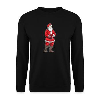 Santa Claus Christmas Walking Stick - Unisex Sweatshirt - black - Front - Alina (178cm) & Michal (187cm)