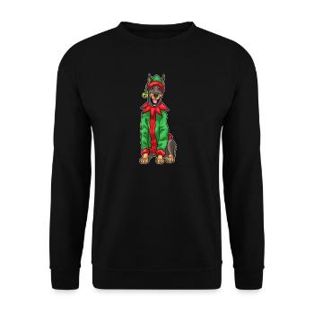 Doberman Christmas Elf - Unisex Sweatshirt - black - Front - Alina (178cm) & Michal (187cm)