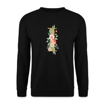 Elegant letter 'I' with flowers - Unisex Sweatshirt - black - Front - Alina (178cm) & Michal (187cm)