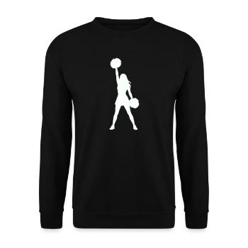 Cheerleader Silhouette mit Pomponen - Unisex Pullover - Schwarz - Vorne - Alina (178cm) & Michal (187cm)