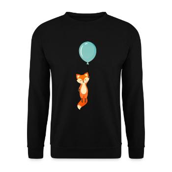 Fuchs Fliegt Luftballon Schlaufuchs Einschulung - Unisex Pullover - Schwarz - Vorne - Alina (178cm) & Michal (187cm)