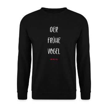 Der frühe Vogel kann mich mal. - Unisex Pullover - Schwarz - Vorne - Alina (178cm) & Michal (187cm)
