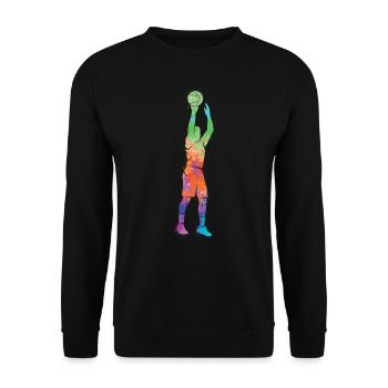 Basketballspieler Dunking Herren Basketball Jungen - Unisex Pullover - Schwarz - Vorne - Alina (178cm) & Michal (187cm)