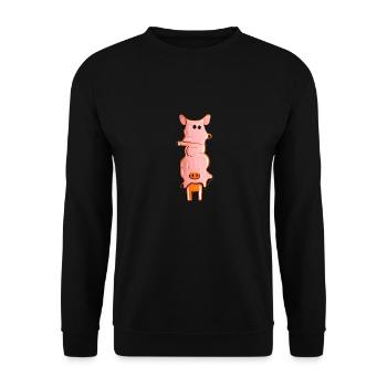 Pigs Funny - Unisex Sweatshirt - black - Front - Alina (178cm) & Michal (187cm)