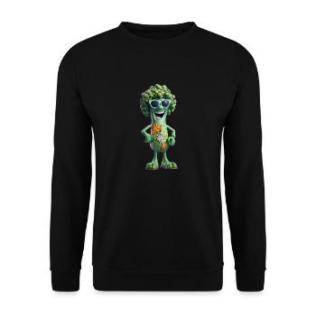 230505 Markus Shirts Brokkoli V1 1 - Unisex Pullover - Schwarz - Vorne - Alina (178cm) & Michal (187cm)