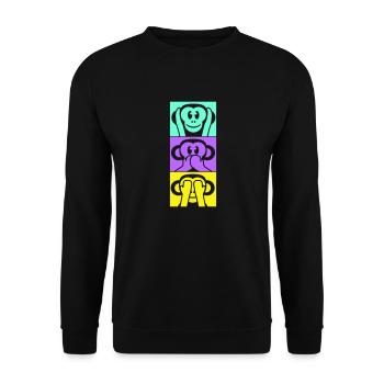 3 singes sages n’entendent rien dire voir s’amuser avec les singes - Sweat-shirt Unisexe - noir - Devant - Alina (178cm) & Michal (187cm)
