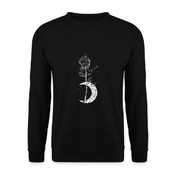 Rose with Moon - Unisex Sweatshirt - black - Front - Alina (178cm) & Michal (187cm)