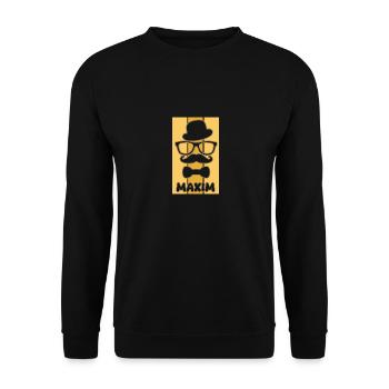 Vorname Maxim - Unisex Pullover - Schwarz - Vorne - Alina (178cm) & Michal (187cm)