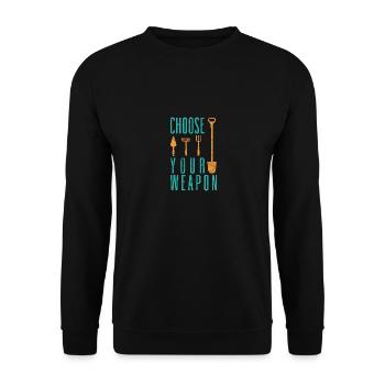 Funny Gardening Botanical Choose Your Weapon - Unisex Pullover - Schwarz - Vorne - Alina (178cm) & Michal (187cm)
