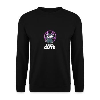 666 % Cute Satan Katze Hexe Pentagramm Gothic - Unisex Pullover - Schwarz - Vorne - Alina (178cm) & Michal (187cm)