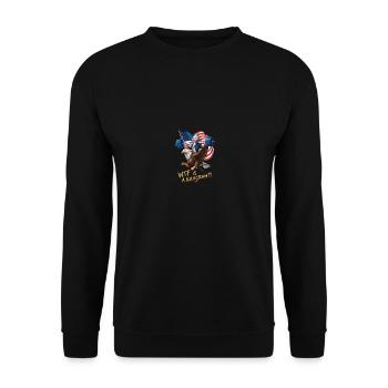 WTF Is A Kilogram??? Patriotic Joke About The - Unisex Pullover - Schwarz - Vorne - Alina (178cm) & Michal (187cm)