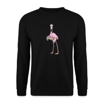 Boulanger Flamingo Baker Baking - Sweat-shirt Unisexe - noir - Devant - Alina (178cm) & Michal (187cm)