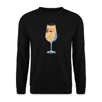  Sommer Strand Und Meer Im Weinglas Für - Unisex Pullover - Schwarz - Vorne - Alina (178cm) & Michal (187cm)